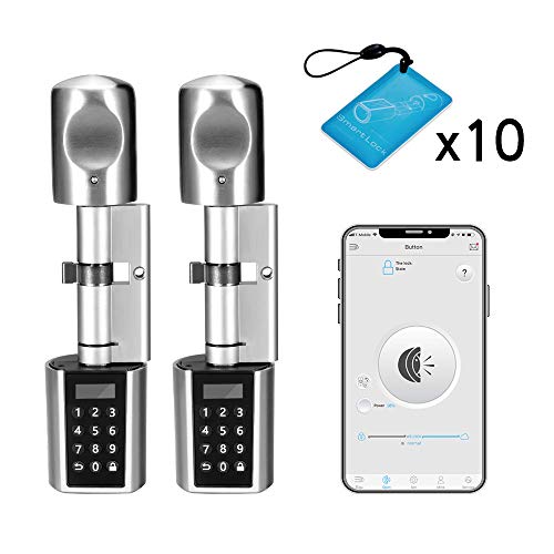 WE.LOCK cerradura electrónica dos cerraduras embalaje contraseña y Bluetooth Smart Door Lock Cilindro con 10 tarjetas RFID, funda a prueba de agua