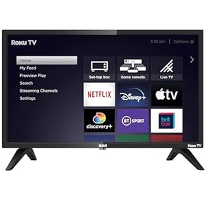 RCA Roku TV 24″ Smart TV, 24 Inch HD TV with Apple TV+ BBC Netflix Freeview, DVB-T2/T Dolby Audio 3 x HDMI 1 x USB Port, Ideal Large Screen TV for Small Lounge or Kitchen