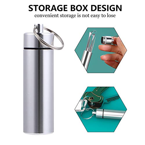 EXCEART-6pcs-Mini-Metal-Toothpick-Holder-Tool-Kit-Reusable-Floss-Tooth-Picks-Set-Portable-Travel-Toothpick-Scraper-Stainless-Steel-Dental-Picks-for-Outdoor-Picnic-Camping