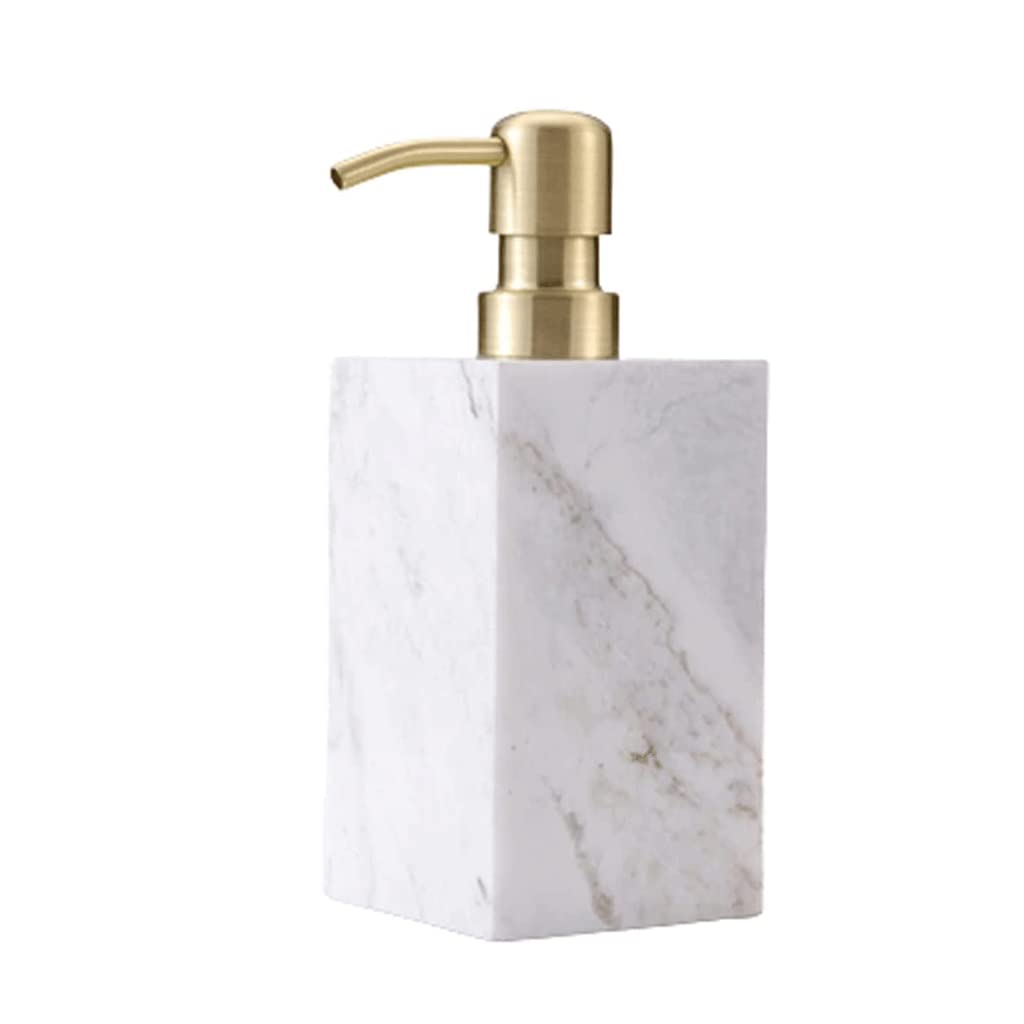 NZPOST Distributore di Sapone Ricaricabile Distributori di lozione per Il Bagno Distributore di Sapone in Marmo Quadrato con Pompa Distributore di Sapone a Pompa a Pressione Manuale da 6,8 Once (Oro)
