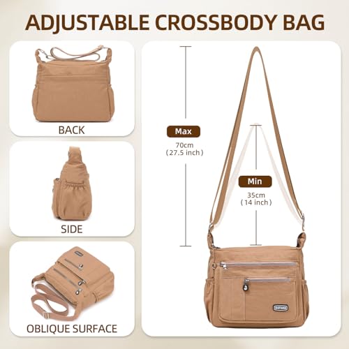 Image of Crossbody Bag for Women, Multi Pockets Waterproof Nylon Shoulder Handbag, Lightweight Crossbody Purse for Ladies