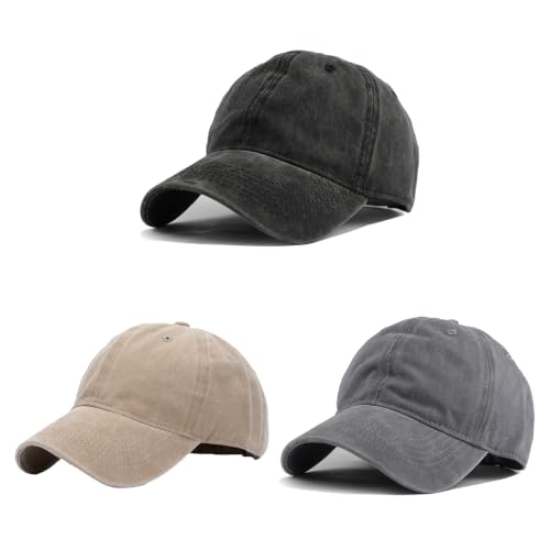 Image of HH HOFNEN Baseball Cap Washed Cotton Unstructured Vintage Hat for Men Women | Unisex Sports Ball Caps Sun Protection Adjustable Outdoor Curved-Brim Dad Hat Classic Plain Cap