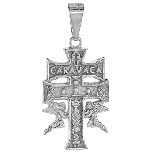 Sabrina Silver 1 1 4 inch Sterling Silver Caravaca Cross Pendant for Men and Women Polished Finish 30 mm Tall