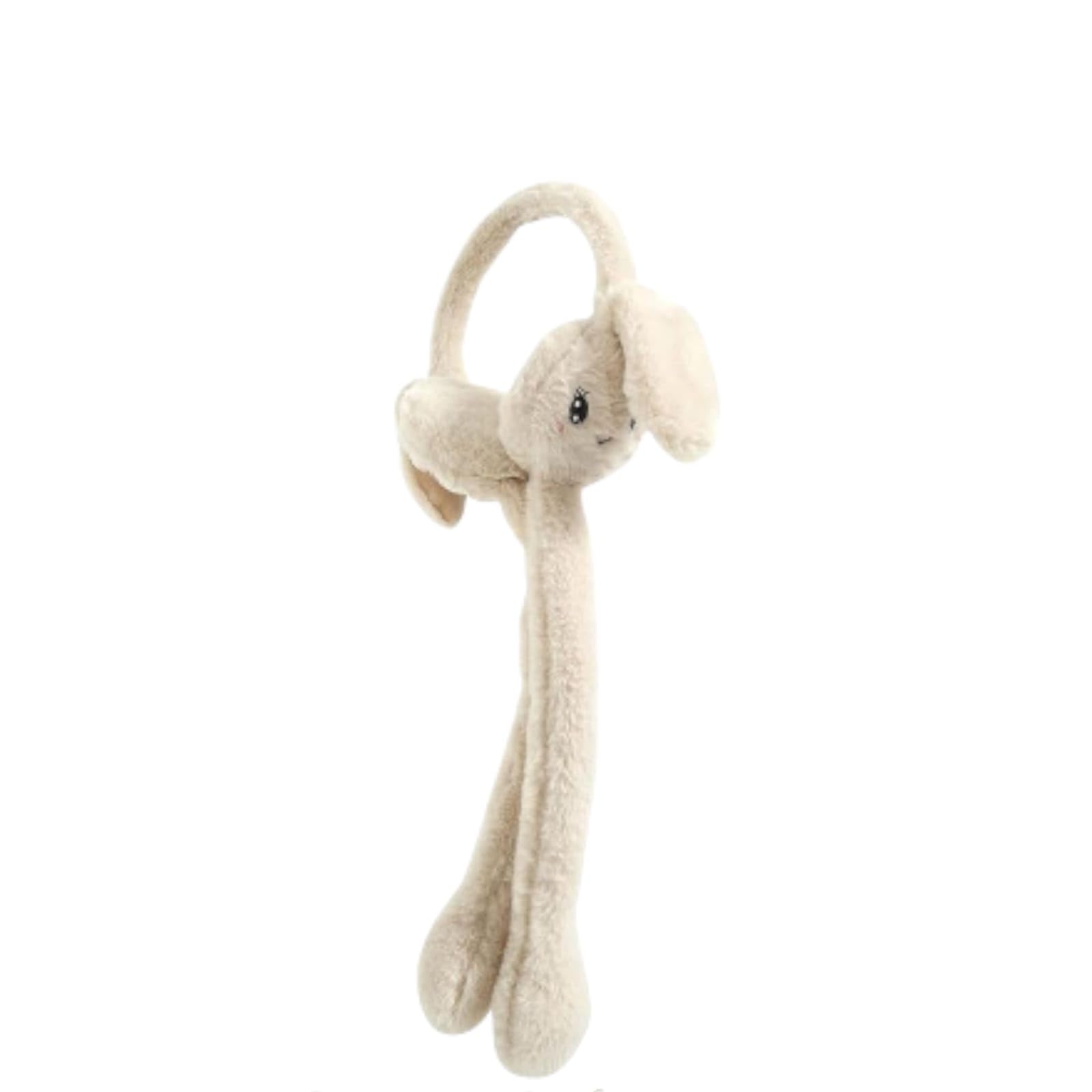 Light Brown Earmuff Winter Ear Warmer Headband for Kids & Women | Cute Rabbit Design with Moving Ears & Sound | Soft Plush Cozy Cold Weather Accessory-image-24