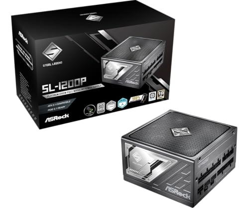 Image of ASRock Steel Legend SL-1200P 1200W ATX Power Supply, 80 Plus Platinum, ATX3.1 & PCIe 5.1 Ready, Fully Modular, 135mm FDB Fan, 10-Year Warranty