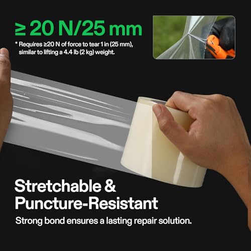 Image of VIVOSUN Greenhouse Repair Tape, 6.3 mil 4 inch x108' Weatherproof Clear Poly Patch Tape, Heavy Duty Greenhouse Sheeting Coverings Film Tape for Plastic Sheeting and Tents