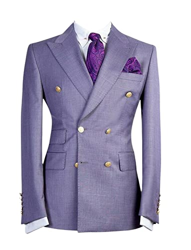 Lacoac Hommes Manteau Blazer Peak Revers Double Boutonnage Boutons Smokings Costume Veste Soirée Bal Dîner Cover