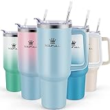 40oz Leakproof Stainless Steel Insulated Travel Tumbler with Handle, Straw Lid - Keeps Cold 34hrs, Hot 10hrs