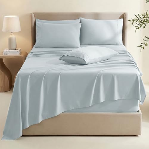Hearth & Harbor Bed Sheets, Luxury Soft 6 Piece Bed Sheet Set Extra Deep Pocket Fitted Sheets Fits Mattress up to 21', D