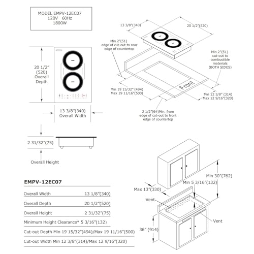 image for Empava Double/Dual Induction Cooktop 2 Burner, Shatter-proof Flat Glas