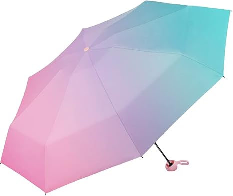 Amazon Co Jp Gpt 折りたたみ傘 晴雨兼用 グラデーション 虹 ミルキートーン 手開き式 パステルカラー 8本骨 大きめ 傘 日傘 撥水 折り畳み ターコイズブルー ピンク A Type 持ち手ピンク ホーム キッチン