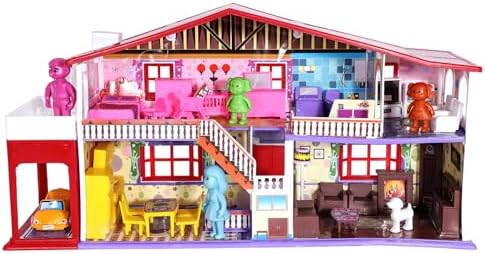 Toyzone My Deluxe Doll House - 50 Pcs | Girls Role Playset | Pretend Play | Dollhouse Accessories | Imaginative Play | Playhouse | For Kids Age 3+ years