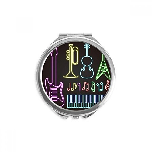 Miroir rond de poche guitare néon pour retouches maquillage nomades