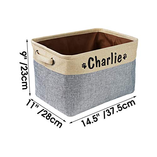 image for PET ARTIST Collapsible Dog Toy Storage Basket Bin with Personalized Pe