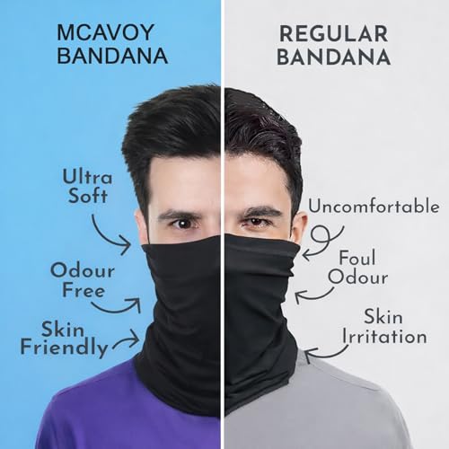 Image of MCAVOY Bandana & Neck Gaiter Scarf for Unisex Odor-Free, Breathable & Super Soft Multifunctional Headwear, Durable Face Mask, Headband, Neck Cover for Dust & Sun Protection, Free Size