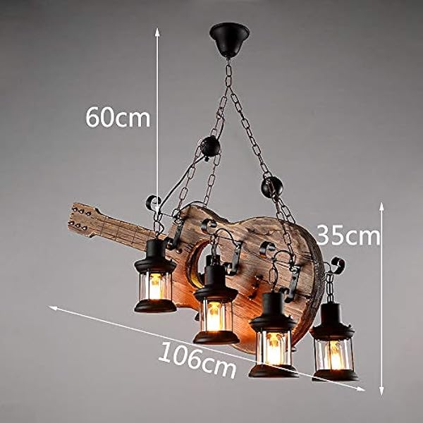 Henley Retro Pendel Light Industrial Vintage Wood Pendel Lampa 6 Lampor E27 Guitar Design Glas Lampskärmar Ljuskrona för Restaurang Bar Cafe of you