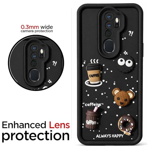 Image of Bintage Cute Fun Taddy| 3D Ball Bear| Donut| Coffee Rubber Case Full Body & Camera Protection Back Cover Compatible for Oppo A9 2020 - Black
