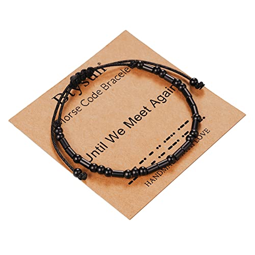 Morse Code Bracelets for Women Inspirational Gifts for Her Adjustable Black Adjustable Braided Men Bracelets Motivational Best Friend Birthday Gifts for Sister Daughter Mom Dad Christmas Jewelry…