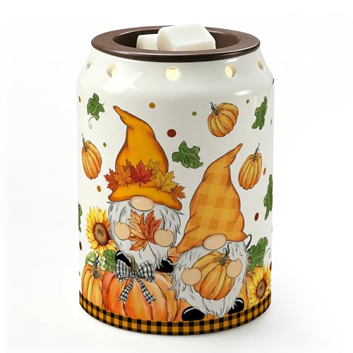 Bonsai Tree Fall Decorations for Home, Gnome Fall Wax Warmer, Autumn Ceramic Wax Melts Warmer for...