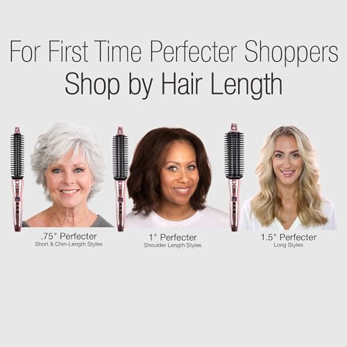 CALISTA Perfecter Pro Heated Round Brush | Lift, Volumize, and Style with No Heat Damage for Healthier-Looking Hair | 1.5" for Long Hair Styles | Dual Voltage & Adjustable Temp (1.5, Rose Gold)