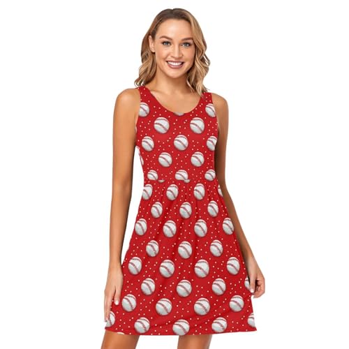Image of ALAZA Women's Summer Dress Sun Dress Sleeveless with Pockets