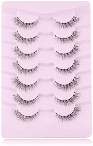 Onlyall Natural Lashes Wispy Lashes Natural Look False Eyelashes Natural Flared Eyelashes False Eye Lashes Soft Fluffy Lashes 7 Pairs D1 - 4