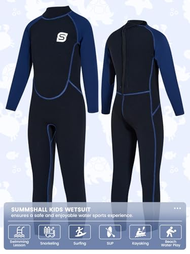 Summshall Traje de neopreno para niños y niñas, 2.5 mm con protección UV50+, mantiene el calor, suave y elástico, para natación, esnórquel y surf - imagen 2