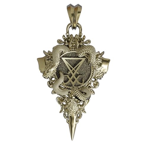 Siamhandmade2014 Sigil Of Lucifer Pendant with Snake Seal of Satan for Men Women Brass Jewelry BR-635