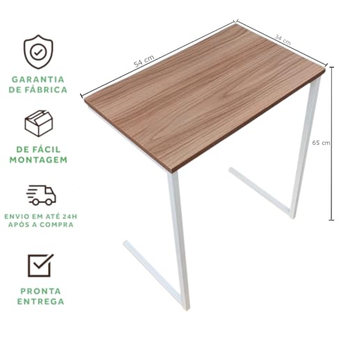Mesa Auxiliar Strassis Design SD-3005 Metal e MDF Cor: Branco