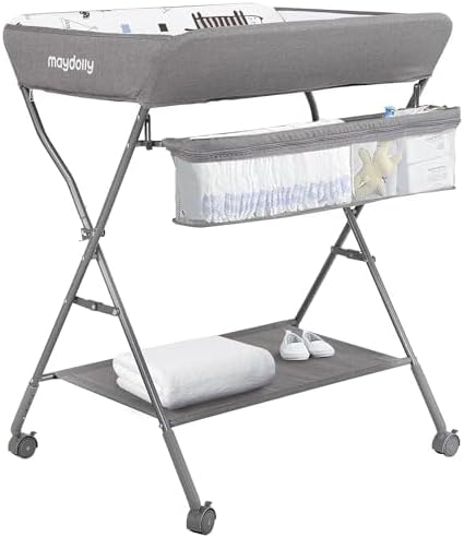 Maydolly Baby Changing Table with Wheels,Portable Adjustable Heig...