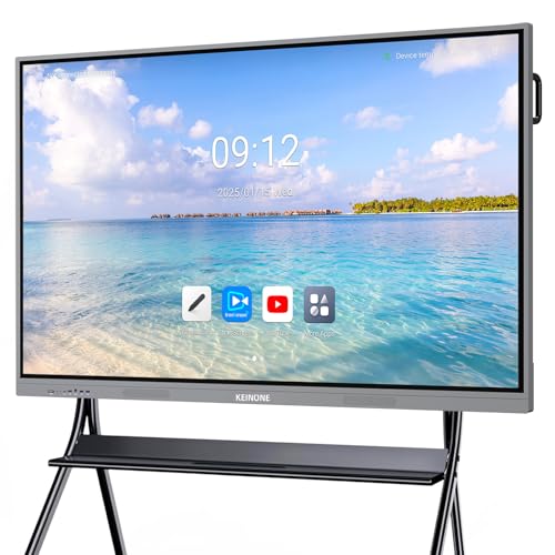 KEINONE 75'' 4K Smart Board, Android 14 OS 8+128 GB Interactive Whiteboard, Electronic Digital Whiteboard with Open App Ecosystem, Touchscreen Smart Board for Home, Office and Classroom, Gray