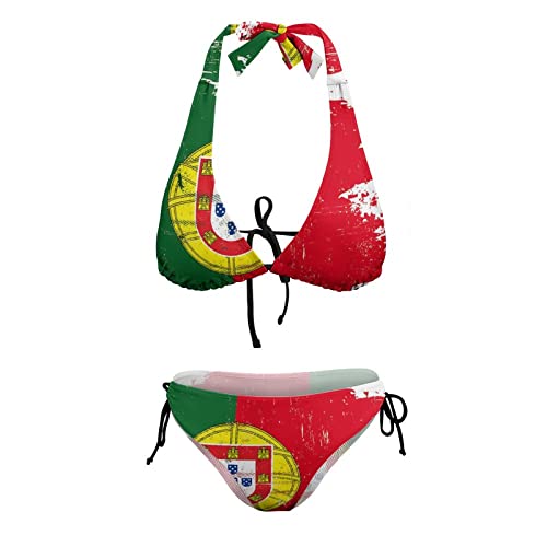 DRXX Maillot de bain 2 pièces pour femme - Motif drapeau du Portugal, Drapeau Portugal, S Cover