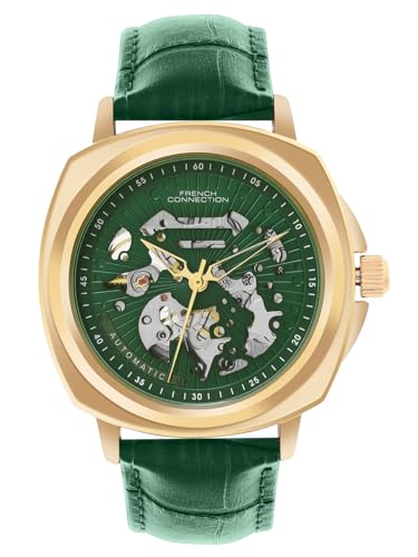 Image of French Connection The Max Automatic Men's Watch Green Leather Strap-FCA03-5