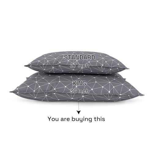Image of Wakefit 100% Cotton Pillow Cover Set of 2 | 200 TC Soft & Breathable Pillow Cases | King Size 19 x 36 Inch | Skin Friendly, Durable & Gentle Machine Washable | Marino