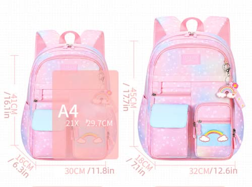 Mylshbest Rainbow Backpack For Girls, Large Capacity Student Laptop Backpacks Bookbag Casual Travel Princess Daypack #TOP2