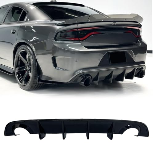 JIE NORMAN for Charger Rear Diffuser Compatible with 2015 2016 2017 2018 2019 2020 2021 2022 2023 Dodge Charger SRT Rear Bumper Lip Diffuser Glossy Black (Non-Widebody Charger Glossy Black)