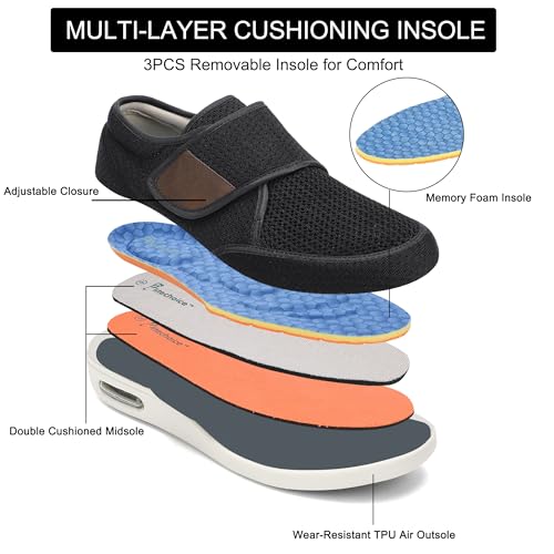 SPR&JOY Diabetic Shoes for Men, Wide Width Elderly Men's Shoes, Adjustable Closure Lightweight Breathable, Swollen Feet Walking Edema Sneakers4