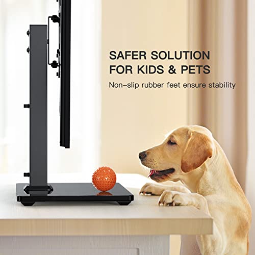 Perlegear Universal Tv Stand Base, Swivel Table Top Tv Stand For 26-50 Inch Tv And Monitor, Height Adjustable Vesa Monitor Stand With Tempered Glass Base Holds Up To 88Lbs, Max Vesa 400X400Mm #TOP3