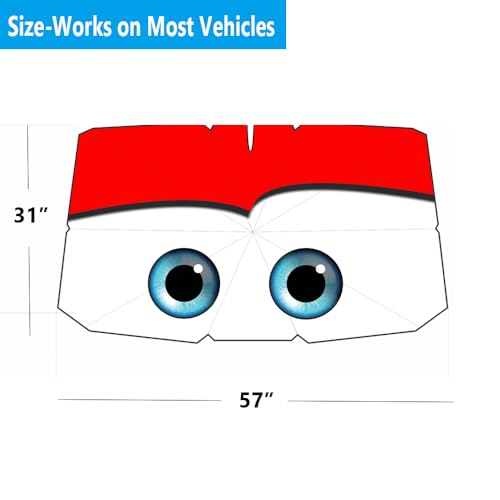 Image of Windshield Sun Shade Umbrella Car Sunshade Cover 31*57 inch Cartoon Eyes As Seen on TV UV Block Front Winshield Heat Insulation Protection (Red-Eyes)