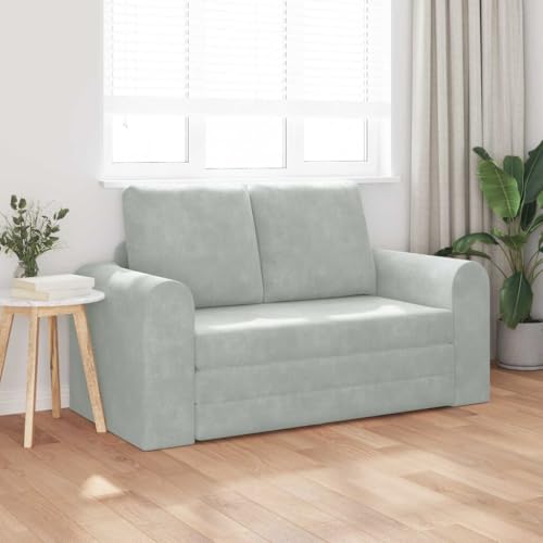 Hoodmeel Divano Letto 2 Posti, Divano 2 Posti, Divano Letto Matrimoniale, Divano Letto Pieghevole, Divano Letto 2-in-1 in Velluto Grigio Chiaro 148x71x83 cm