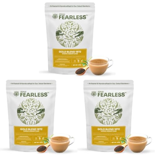 Image of Fearless Tea Gold Blend 1872 Ctc Chai, 400 Gm | Kadak Assam Chai Patti | Premium Black Tea Powder, Darjeeling Long Leaves | Organic Taste, Strong Aroma & Natural Colour | Fresh Loose Leaf (Pack of 3)