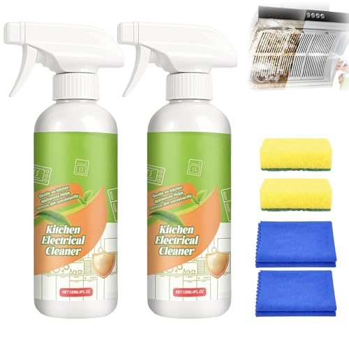 2Pcs Fly Cleanse Spray Natural Formula to Household Appliances Electrolyzed Ion Kitchen Cleaner Spray Multi-Purpose Fly Cleaner Effective Kitchen Appliance Cleaner for Hold Oven Stove Range Hood