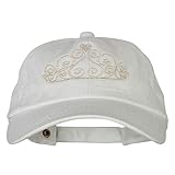 e4Hats.com Glitter Tiara Embroidered Unstructured Washed Cap - White OSFM