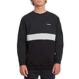 Sudadera de corte básico Volcom Sngl STN DIV Crew Sudadera, Hombre, Sulfur Black, XS