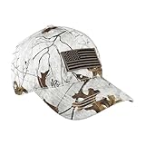 Mooselander - Cap in Realtree Camo Print with USA Flags in 2 Colors and Customizable Hook and Loop Patch, Realtree Cap with USA Flag Xtra Snow.