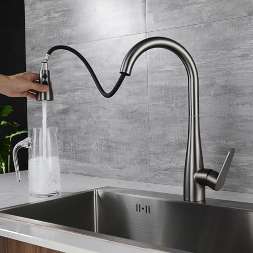 Robinet de cuisine avec douchette extractible mitigeur blanc