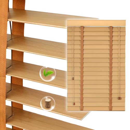 2" Slats Wood Blinds for Indoor Windows, Custom Wood Window Blinds, Wooden Venetian Horizontal Blinds & Shades for Indoor Windows, Office, Living Room, Bedroom