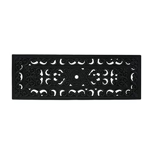 Relaxdays Alfombrilla Pel Felpudo Estrecho Goma, Rectangular, Alfombra Escalera, Peldaños y Escalones, 75 x 25 cm, Antideslizante, Negro, Caucho, 1 Pieza
