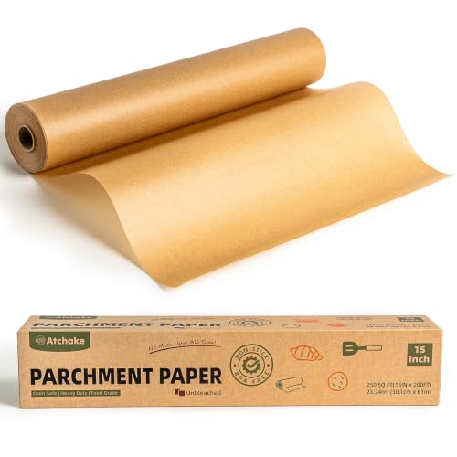 Atchake Parchment Paper Roll for Baking, 15 In Unbleached Parchment Paper