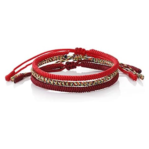 MengPa String Bracelet for Women Men Couples Luck Rope Jewelry (Multicolor/Red) Cover